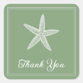 Moss Green Starfish Thank You Stickers スクエアシール (正面)