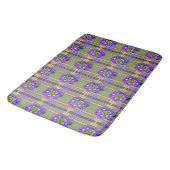 Moss Green with Purple Flowers Bath Mat バスマット (アングル)