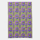 Moss Green with Purple Flowers Kitchen Towels キッチンタオル (縦)