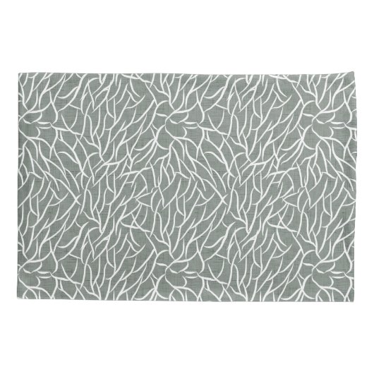 Moss sage green boho bare coral branches  枕カバー (裏面)