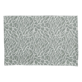 Moss sage green boho bare coral branches  枕カバー