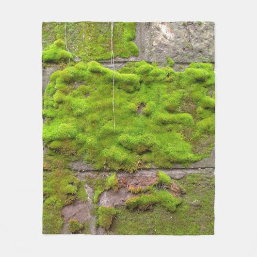 Moss wall green rock texture フリースブランケット (正面)