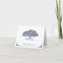 Mossy Oak Tree in Blue Wedding Thank You サンキューカード
