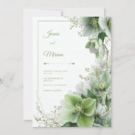 Mossy Sage Hellebore Botanical Frame Wedding 招待状