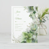 Mossy Sage Hellebore Botanical Frame Wedding 招待状 (スタンド正面)