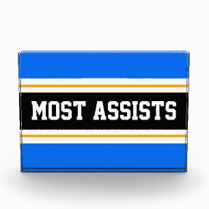 MOST ASSISTSアスレティックブルー白黒ストライプ フォトブロック