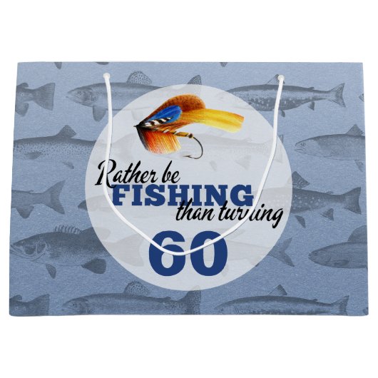 Most Be魚釣りカスタム誕生日パーティー ラージペーパーバッグ (正面)