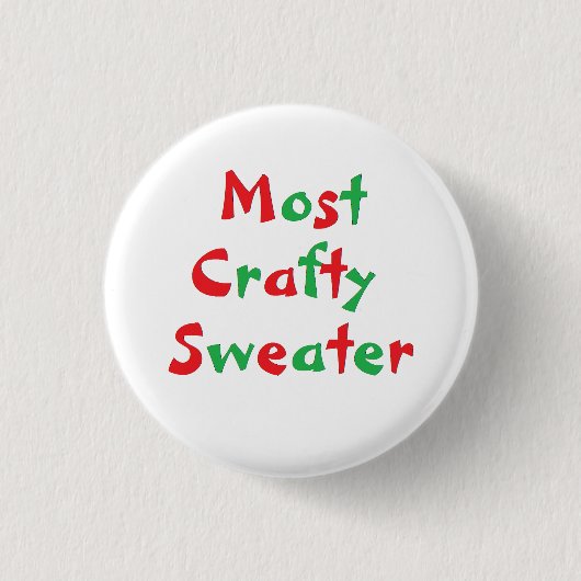 "Most Crafty Sweater"アワードボタン 缶バッジ (正面)