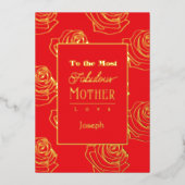 Most Fabulous Mother Red Rose Foil Invitation 箔招待状 (正面)