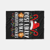 Most Likely Bake Christmas Cookie Xmas Family  フリースブランケット (正面(横))