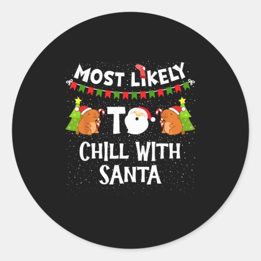 Most Likely Christmas Family Matching Funny Capyba ラウンドシール (正面)