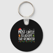 Most Likely To Adopt The Reindeer Funny Christmas キーホルダー (正面)