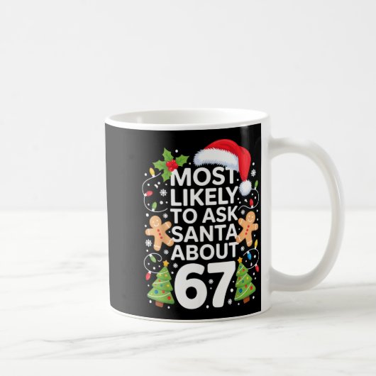 Most Likely To Ask Santa About 67 Funny Christmas  コーヒーマグカップ (右)