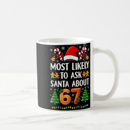 Most Likely To Ask Santa About 67 Funny Christmas  コーヒーマグカップ (右)
