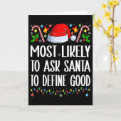 Most Likely To Ask Santa To Define Good Christmas カード (黄色い花)