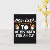 Most Likely To Be Mistaken For An Elf Funny Christ カード (黄色い花)