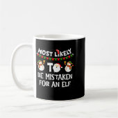 Most Likely To Be Mistaken For An Elf Funny Christ コーヒーマグカップ (左)