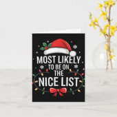 Most Likely To Be On The Nice List Funny Xmas Fami カード (黄色い花)