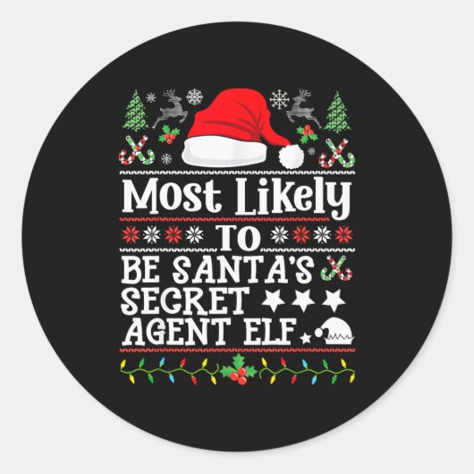 Most Likely To Be Santa's Secret Agent Elf - Chris ラウンドシール (正面)