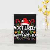Most Likely To Be Santas Witty Elf Christmas カード (黄色い花)