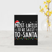 Most Likely To Be Sy To Santa Family Christmas  カード (黄色い花)