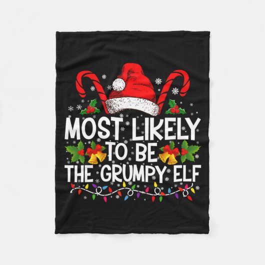 Most Likely To Be The Mpy Elf Funny Xmas  フリースブランケット (正面)