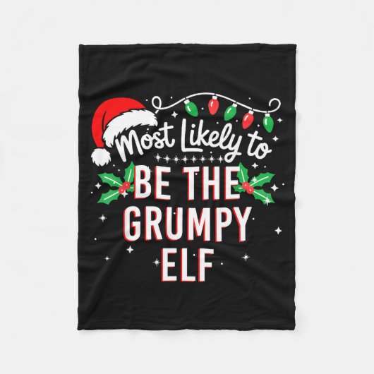 Most Likely To Be The Mpy Elf Funny Xmas  フリースブランケット (正面)