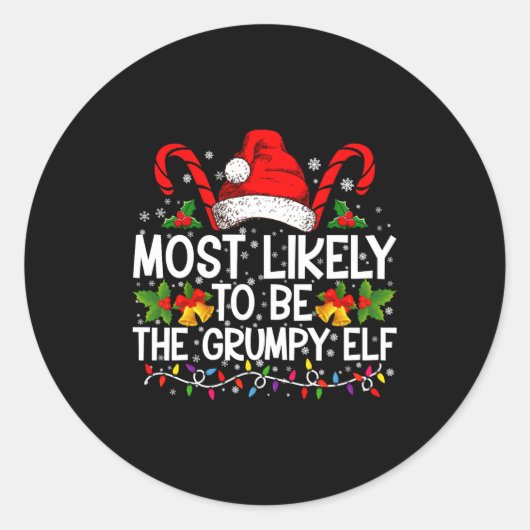 Most Likely To Be The Mpy Elf Funny Xmas ラウンドシール (正面)