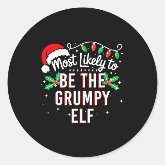 Most Likely To Be The Mpy Elf Funny Xmas  ラウンドシール (正面)