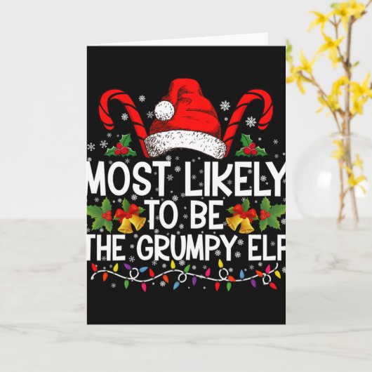 Most Likely To Be The Mpy Elf Funny Xmas T Shirt  カード (黄色い花)