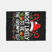Most Likely To Be The Mpy Elf Funny Xmas T Shirt フリースブランケット (正面(横))