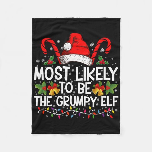 Most Likely To Be The Mpy Elf Funny Xmas T Shirt フリースブランケット (正面)