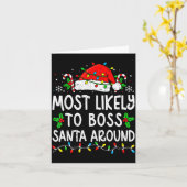 Most Likely To Boss Santa Around Family Matching C カード (黄色い花)