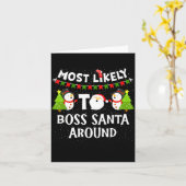 Most Likely To Boss Santa Around Funny Holiday Chr カード (黄色い花)