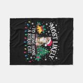 Most Likely To Bring Home A Stray Cat Christmas  フリースブランケット (正面(横))