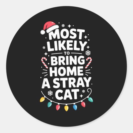 Most Likely To Bring Home A Stray Cat Funny Christ ラウンドシール (正面)