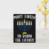Most Likely To Burn The Latkes Hanukkah Group Matc カード (黄色い花)