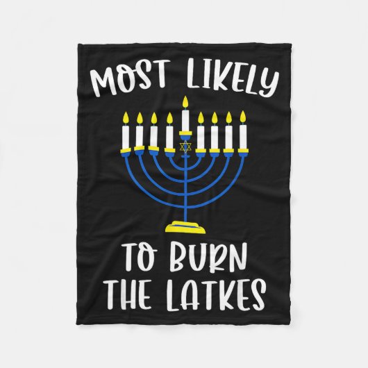 Most Likely To Burn The Latkes Hanukkah Group Matc フリースブランケット (正面)