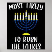 Most Likely To Burn The Latkes Hanukkah Group Matc ポスター (正面)