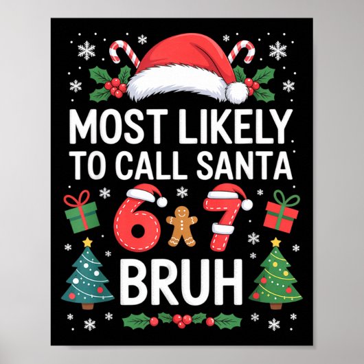 Most Likely To Call Santa 67 Six Seven Bruh Christ ポスター (正面)
