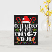 Most Likely To Call Santa 6-7 Bruh Meme Funny Chri カード (黄色い花)