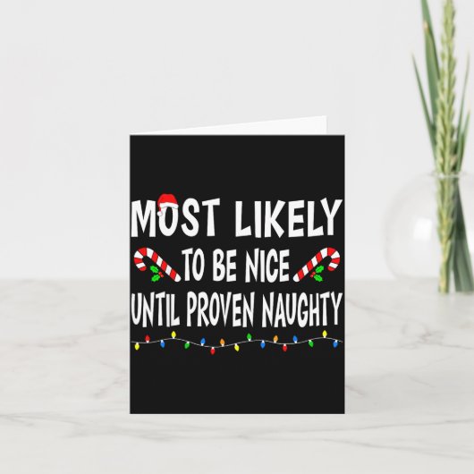 Most Likely To Christmas Xmas Pajamas Funny Matchi カード (正面)