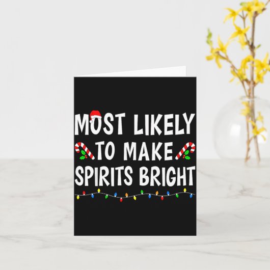 Most Likely To Christmas Xmas Pajamas Funny Matchi カード (黄色い花)