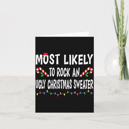 Most Likely To Christmas Xmas Pajamas Funny Matchi カード (正面)
