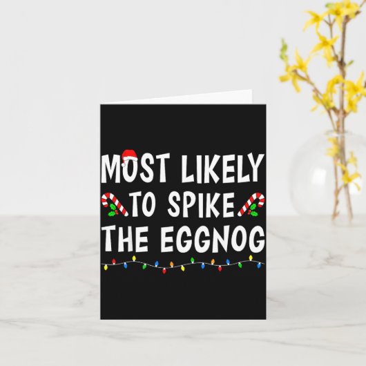 Most Likely To Christmas Xmas Pajamas Funny Matchi カード (黄色い花)