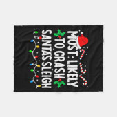 Most Likely To Crash Santas Sleigh Family Matching フリースブランケット (正面(横))