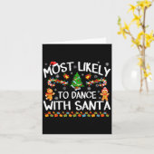 Most Likely To Dance With Santa Christmas Pajamas  カード (黄色い花)