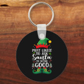 Most Likely To Define Good Matching Christmas Elf  キーホルダー (正面)