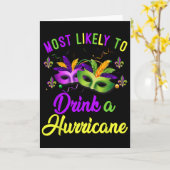 Most Likely To Drink A Hurricane Mardi Gras Family カード (黄色い花)