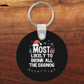 Most Likely To Drink All The Eggnog Christmas Funn キーホルダー (正面)